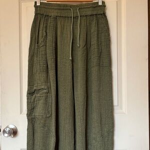 Out From Under cotton gauze pants - GREEN